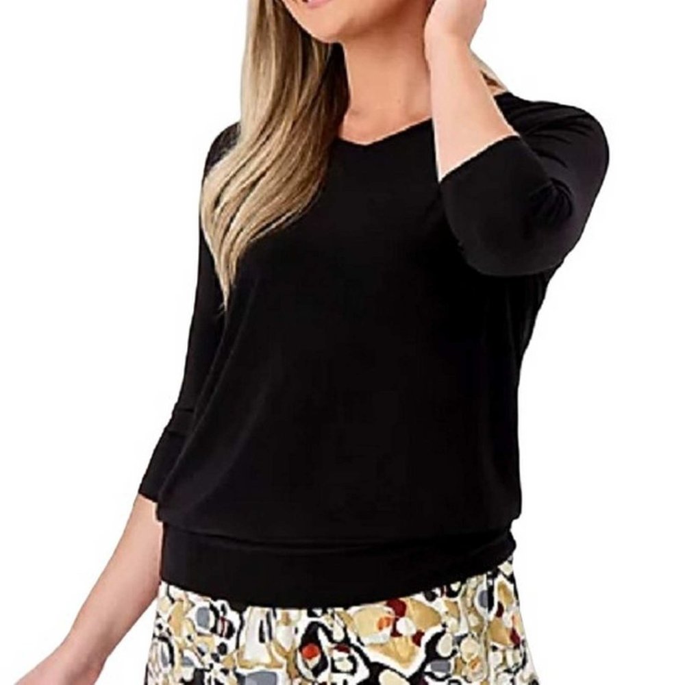 Attitudes by Renee Como Jersey Bubble Hem Top LARGE (313)